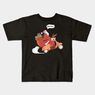 Santa Riding Scooter Kids T-Shirt